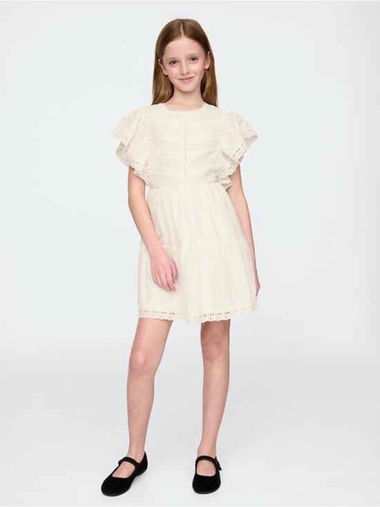 GAP Other - Gap Kids Lace Tiered Ruffle Dress Large in New Off White - C42-013